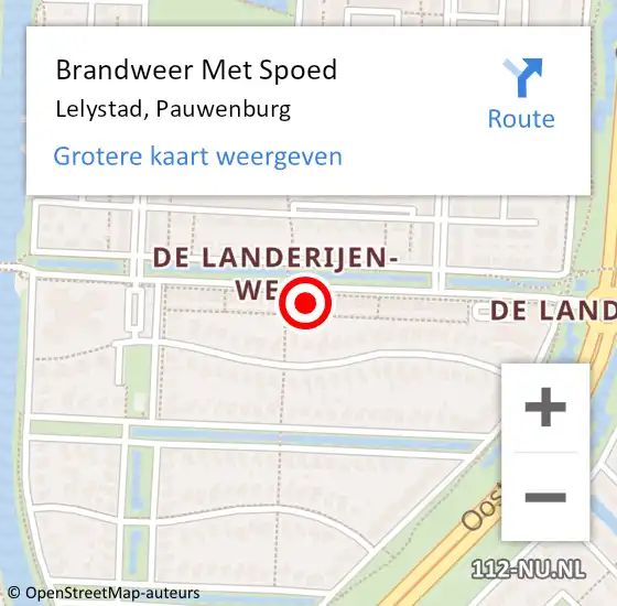 Locatie op kaart van de 112 melding: Brandweer Met Spoed Naar Lelystad, Pauwenburg op 19 december 2021 16:14