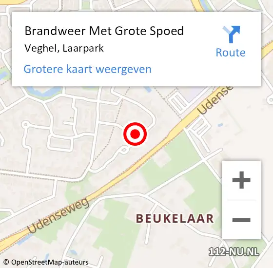 Locatie op kaart van de 112 melding: Brandweer Met Grote Spoed Naar Veghel, Laarpark op 19 december 2021 16:16