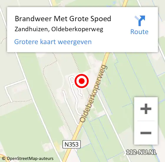 Locatie op kaart van de 112 melding: Brandweer Met Grote Spoed Naar Zandhuizen, Oldeberkoperweg op 19 december 2021 16:17