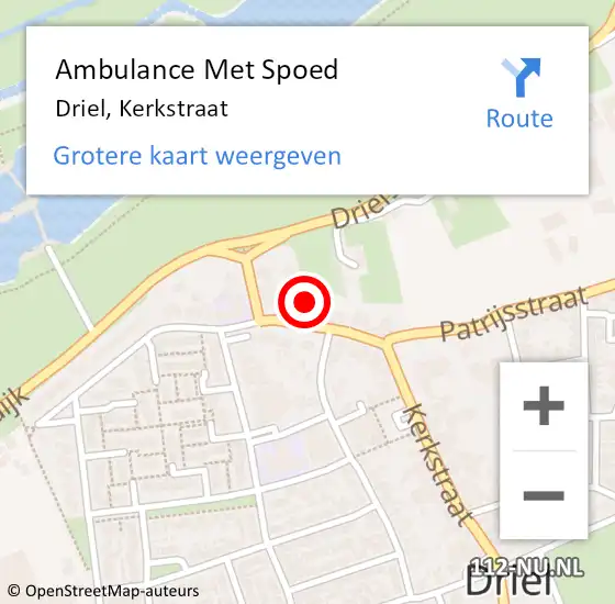 Locatie op kaart van de 112 melding: Ambulance Met Spoed Naar Driel, Kerkstraat op 19 december 2021 16:28