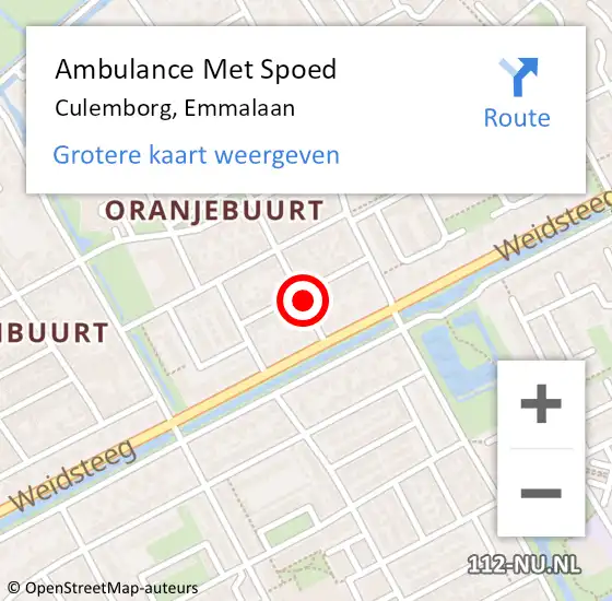 Locatie op kaart van de 112 melding: Ambulance Met Spoed Naar Culemborg, Emmalaan op 19 december 2021 16:46