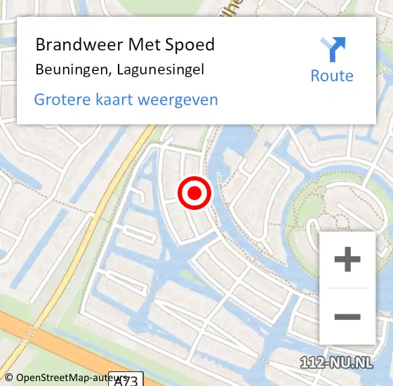 Locatie op kaart van de 112 melding: Brandweer Met Spoed Naar Beuningen, Lagunesingel op 19 december 2021 16:53