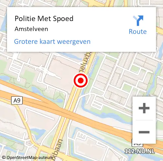 Locatie op kaart van de 112 melding: Politie Met Spoed Naar Amstelveen op 19 december 2021 17:06