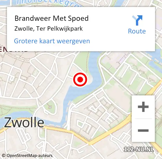 Locatie op kaart van de 112 melding: Brandweer Met Spoed Naar Zwolle, Ter Pelkwijkpark op 19 december 2021 17:08