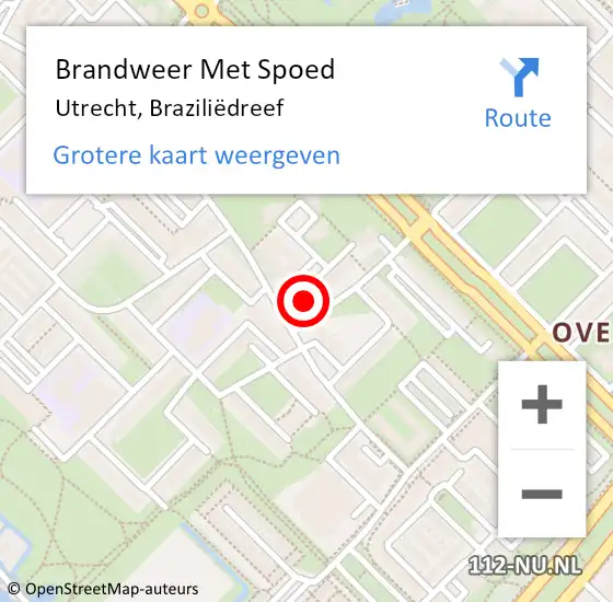 Locatie op kaart van de 112 melding: Brandweer Met Spoed Naar Utrecht, Braziliëdreef op 19 december 2021 17:21