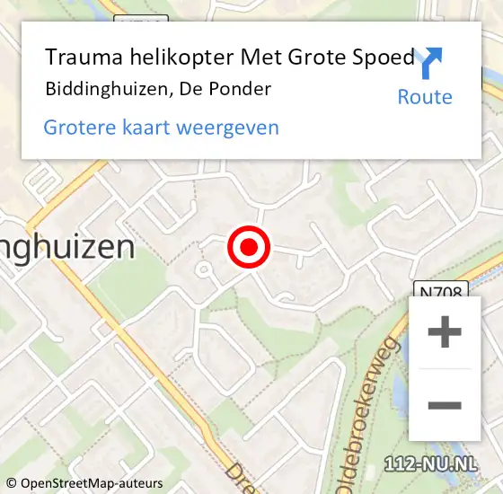 Locatie op kaart van de 112 melding: Trauma helikopter Met Grote Spoed Naar Biddinghuizen, De Ponder op 19 december 2021 17:22