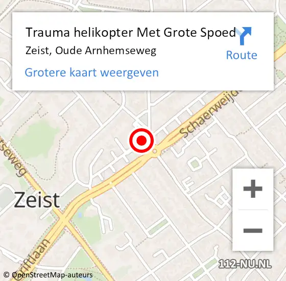 Locatie op kaart van de 112 melding: Trauma helikopter Met Grote Spoed Naar Zeist, Oude Arnhemseweg op 19 december 2021 17:25