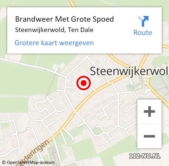 Locatie op kaart van de 112 melding: Brandweer Met Grote Spoed Naar Steenwijkerwold, Ten Dale op 19 december 2021 17:55