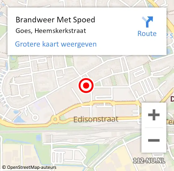 Locatie op kaart van de 112 melding: Brandweer Met Spoed Naar Goes, Heemskerkstraat op 19 december 2021 18:03