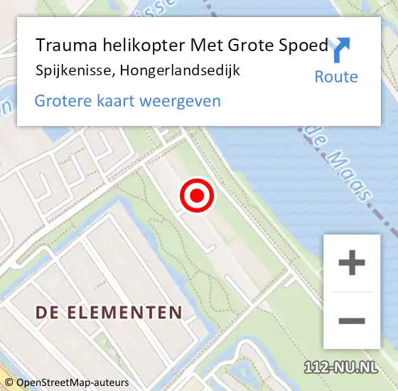 Locatie op kaart van de 112 melding: Trauma helikopter Met Grote Spoed Naar Spijkenisse, Hongerlandsedijk op 19 december 2021 18:13