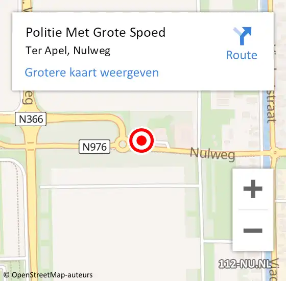 Locatie op kaart van de 112 melding: Politie Met Grote Spoed Naar Ter Apel, Nulweg op 19 december 2021 18:14