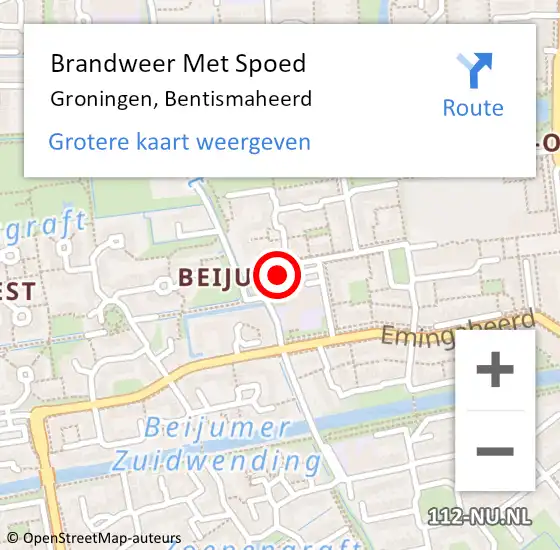 Locatie op kaart van de 112 melding: Brandweer Met Spoed Naar Groningen, Bentismaheerd op 19 december 2021 18:14