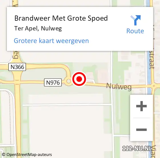 Locatie op kaart van de 112 melding: Brandweer Met Grote Spoed Naar Ter Apel, Nulweg op 19 december 2021 18:14