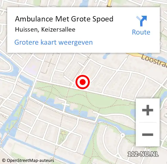 Locatie op kaart van de 112 melding: Ambulance Met Grote Spoed Naar Huissen, Keizersallee op 19 december 2021 18:18