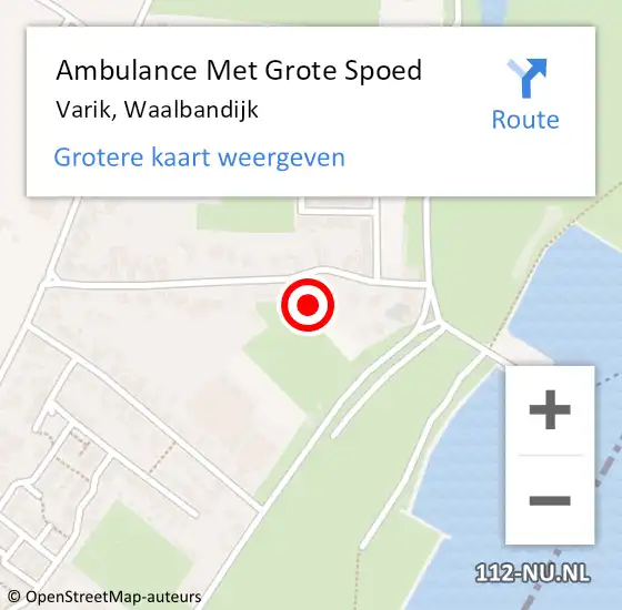 Locatie op kaart van de 112 melding: Ambulance Met Grote Spoed Naar Varik, Waalbandijk op 19 december 2021 18:33