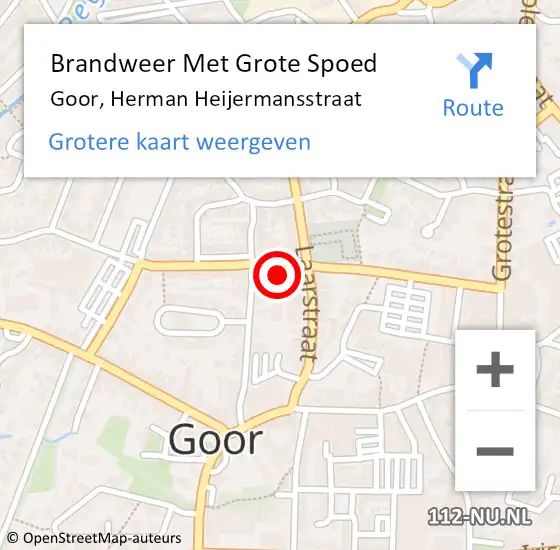 Locatie op kaart van de 112 melding: Brandweer Met Grote Spoed Naar Goor, Herman Heijermansstraat op 19 december 2021 18:56