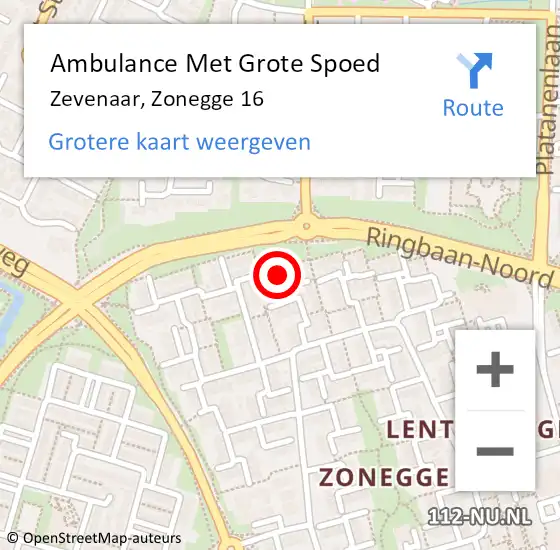 Locatie op kaart van de 112 melding: Ambulance Met Grote Spoed Naar Zevenaar, Zonegge 16 op 19 december 2021 19:06