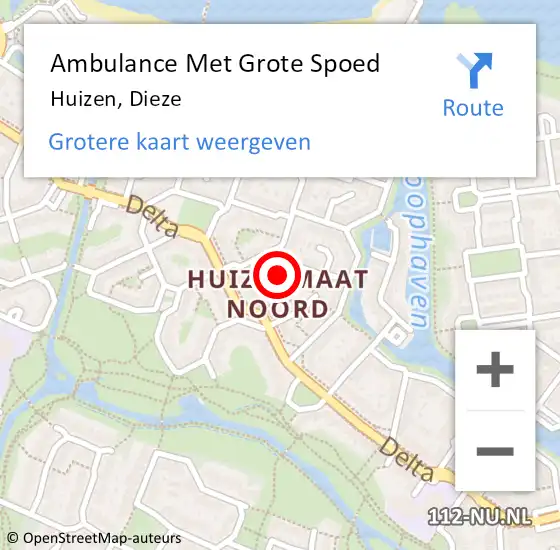 Locatie op kaart van de 112 melding: Ambulance Met Grote Spoed Naar Huizen, Dieze op 2 juli 2014 19:26