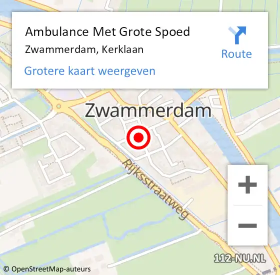 Locatie op kaart van de 112 melding: Ambulance Met Grote Spoed Naar Zwammerdam, Kerklaan op 19 december 2021 19:24