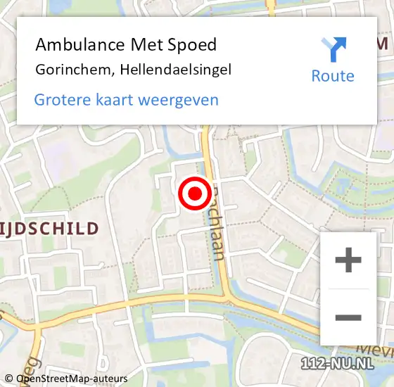 Locatie op kaart van de 112 melding: Ambulance Met Spoed Naar Gorinchem, Hellendaelsingel op 19 december 2021 19:41