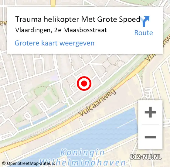 Locatie op kaart van de 112 melding: Trauma helikopter Met Grote Spoed Naar Vlaardingen, 2e Maasbosstraat op 19 december 2021 19:57