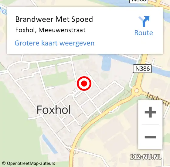 Locatie op kaart van de 112 melding: Brandweer Met Spoed Naar Foxhol, Meeuwenstraat op 19 december 2021 20:13