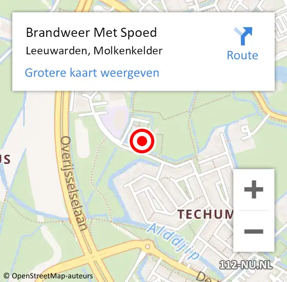 Locatie op kaart van de 112 melding: Brandweer Met Spoed Naar Leeuwarden, Molkenkelder op 19 december 2021 20:17