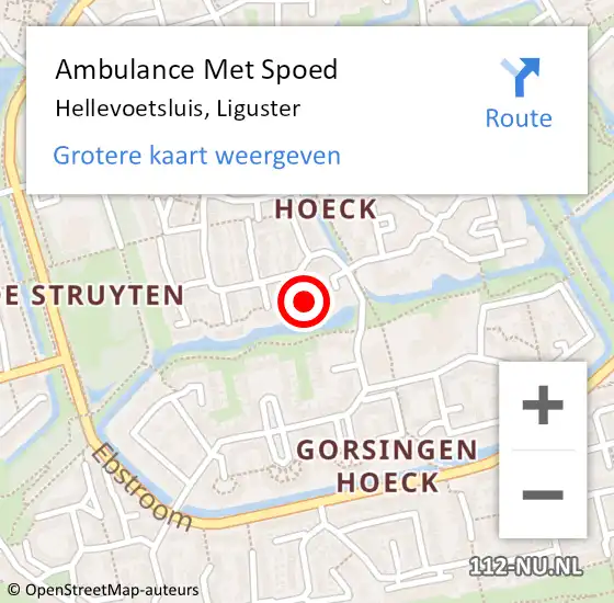 Locatie op kaart van de 112 melding: Ambulance Met Spoed Naar Hellevoetsluis, Liguster op 19 december 2021 20:23