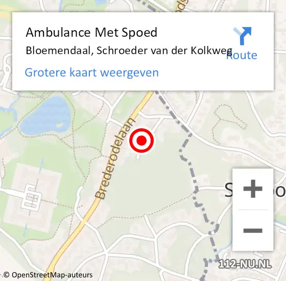 Locatie op kaart van de 112 melding: Ambulance Met Spoed Naar Bloemendaal, Schroeder van der Kolkweg op 19 december 2021 20:42