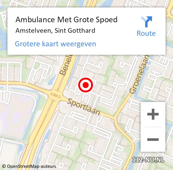 Locatie op kaart van de 112 melding: Ambulance Met Grote Spoed Naar Amstelveen, Sint Gotthard op 19 december 2021 20:44