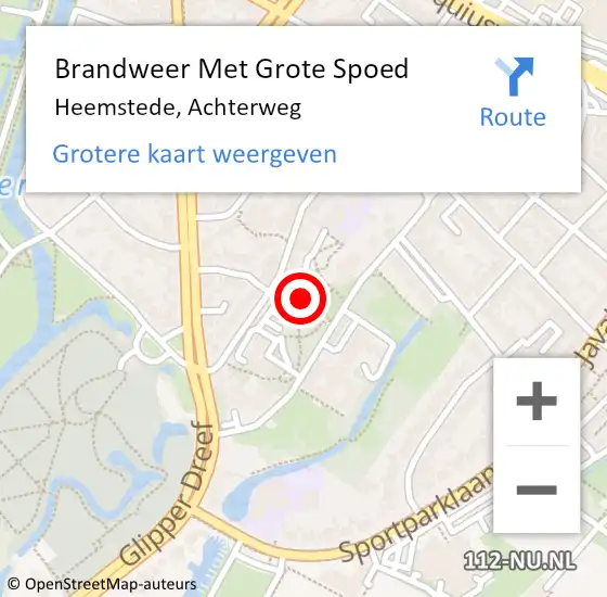 Locatie op kaart van de 112 melding: Brandweer Met Grote Spoed Naar Heemstede, Achterweg op 19 december 2021 20:59