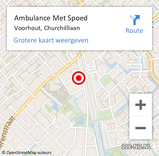 Locatie op kaart van de 112 melding: Ambulance Met Spoed Naar Voorhout, Churchilllaan op 19 december 2021 21:03