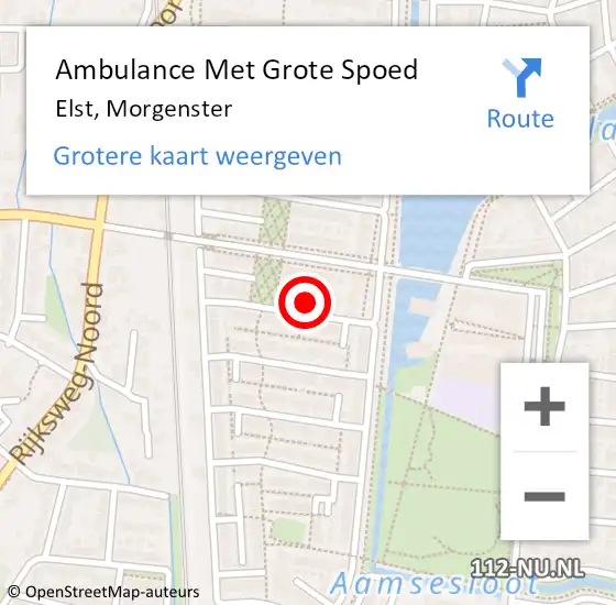 Locatie op kaart van de 112 melding: Ambulance Met Grote Spoed Naar Elst, Morgenster op 19 december 2021 21:11