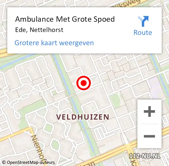 Locatie op kaart van de 112 melding: Ambulance Met Grote Spoed Naar Ede, Nettelhorst op 19 december 2021 21:22