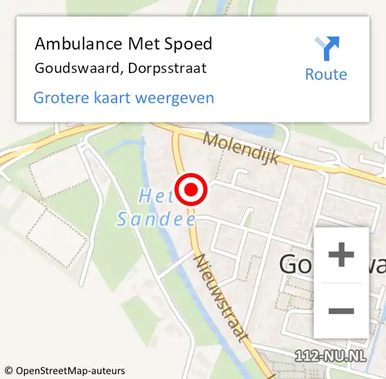 Locatie op kaart van de 112 melding: Ambulance Met Spoed Naar Goudswaard, Dorpsstraat op 19 december 2021 21:33