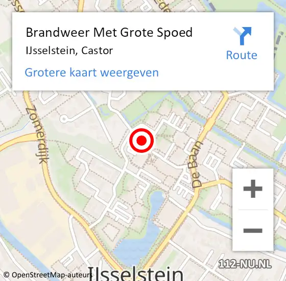 Locatie op kaart van de 112 melding: Brandweer Met Grote Spoed Naar IJsselstein, Castor op 19 december 2021 21:37