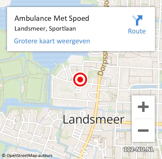 Locatie op kaart van de 112 melding: Ambulance Met Spoed Naar Landsmeer, Sportlaan op 19 december 2021 22:02