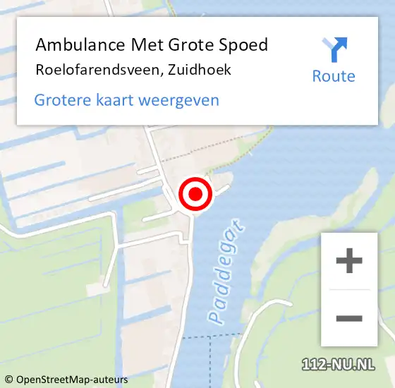 Locatie op kaart van de 112 melding: Ambulance Met Grote Spoed Naar Roelofarendsveen, Zuidhoek op 19 december 2021 22:15