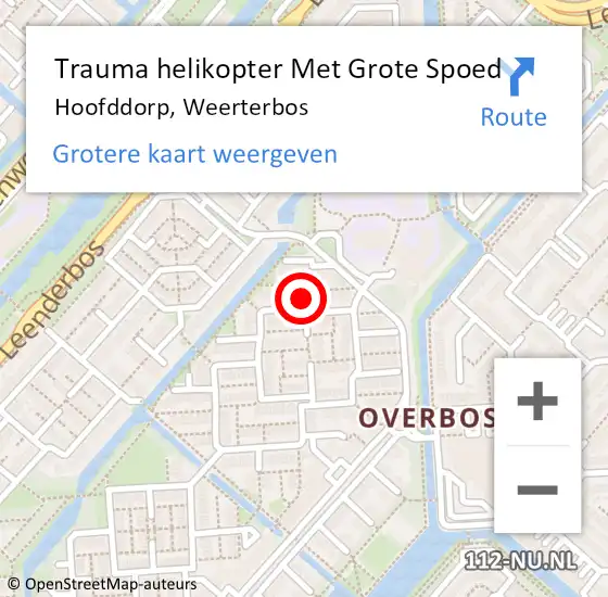 Locatie op kaart van de 112 melding: Trauma helikopter Met Grote Spoed Naar Hoofddorp, Weerterbos op 19 december 2021 22:44