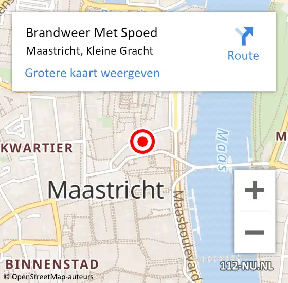 Locatie op kaart van de 112 melding: Brandweer Met Spoed Naar Maastricht, Kleine Gracht op 19 december 2021 22:48