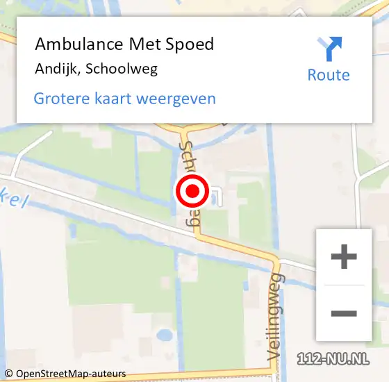 Locatie op kaart van de 112 melding: Ambulance Met Spoed Naar Andijk, Schoolweg op 19 december 2021 23:14