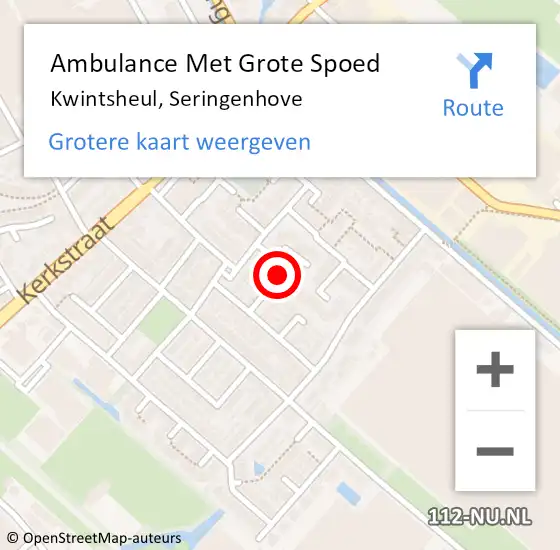 Locatie op kaart van de 112 melding: Ambulance Met Grote Spoed Naar Kwintsheul, Seringenhove op 19 december 2021 23:15