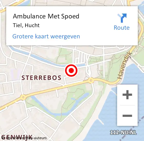 Locatie op kaart van de 112 melding: Ambulance Met Spoed Naar Tiel, Hucht op 19 december 2021 23:32