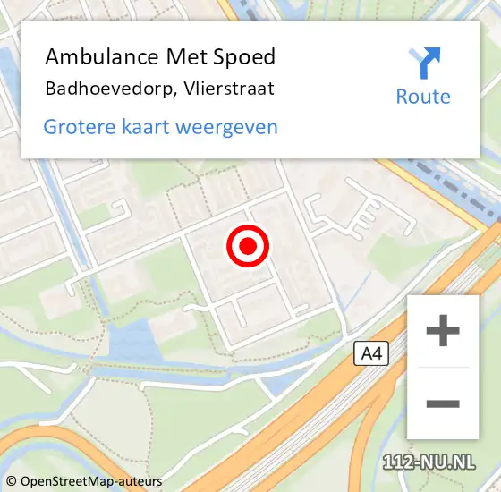 Locatie op kaart van de 112 melding: Ambulance Met Spoed Naar Badhoevedorp, Vlierstraat op 20 december 2021 00:40