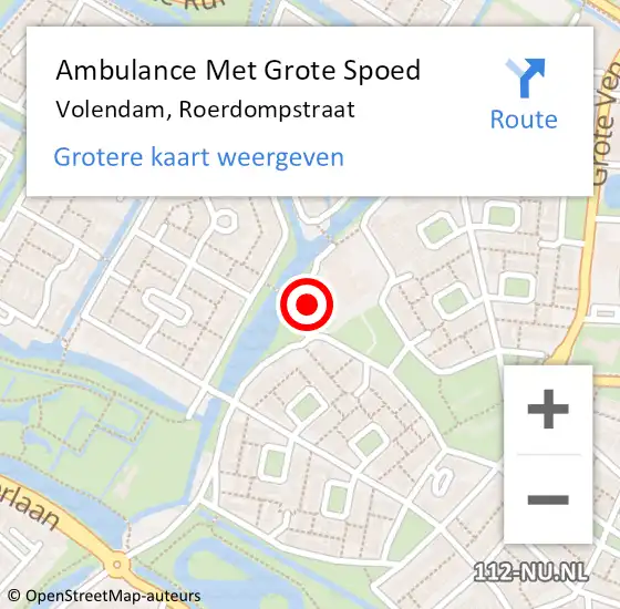 Locatie op kaart van de 112 melding: Ambulance Met Grote Spoed Naar Volendam, Roerdompstraat op 20 december 2021 01:03