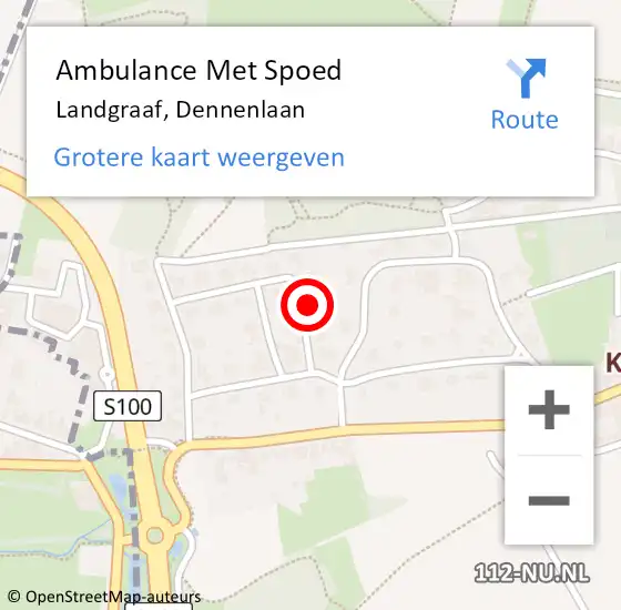 Locatie op kaart van de 112 melding: Ambulance Met Spoed Naar Landgraaf, Dennenlaan op 2 juli 2014 19:51