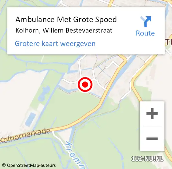 Locatie op kaart van de 112 melding: Ambulance Met Grote Spoed Naar Kolhorn, Willem Bestevaerstraat op 20 december 2021 01:56