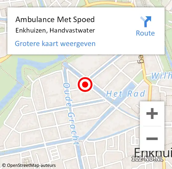 Locatie op kaart van de 112 melding: Ambulance Met Spoed Naar Enkhuizen, Handvastwater op 20 december 2021 02:08