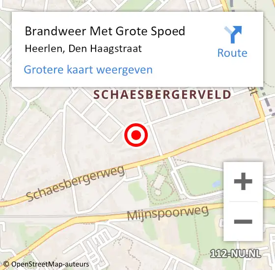 Locatie op kaart van de 112 melding: Brandweer Met Grote Spoed Naar Heerlen, Den Haagstraat op 20 december 2021 04:41