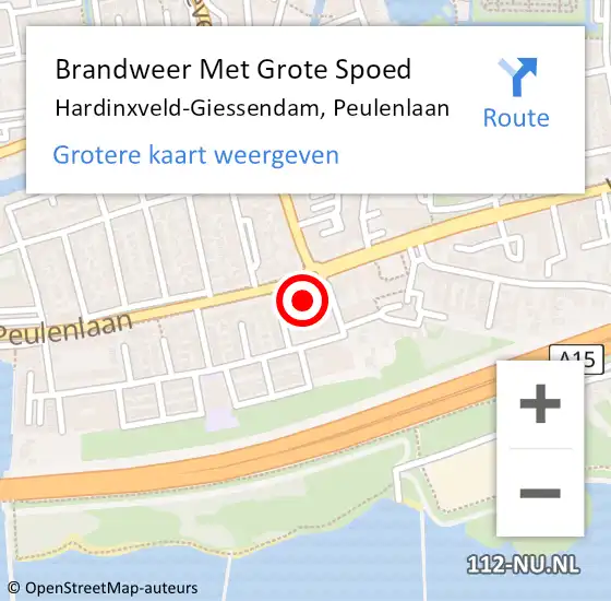 Locatie op kaart van de 112 melding: Brandweer Met Grote Spoed Naar Hardinxveld-Giessendam, Peulenlaan op 20 december 2021 04:55